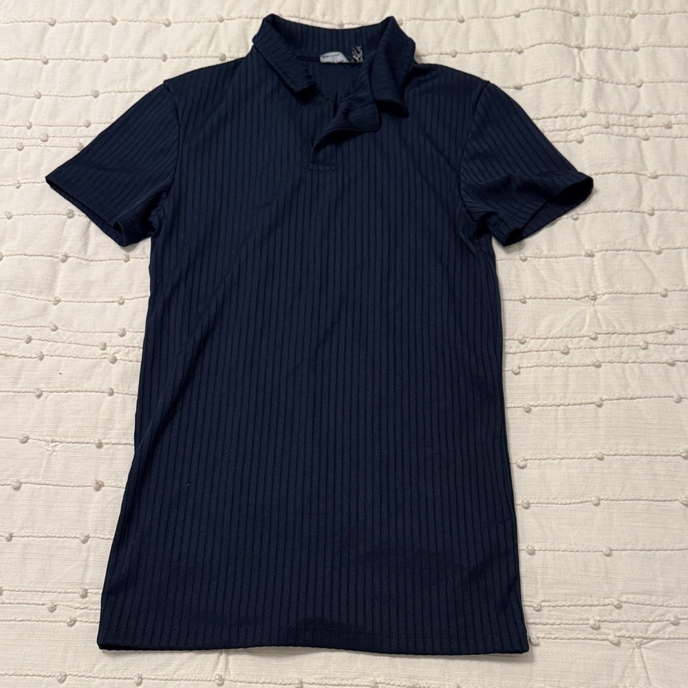 ASOS Dark Blue Ribbed Men's Polo Shirt